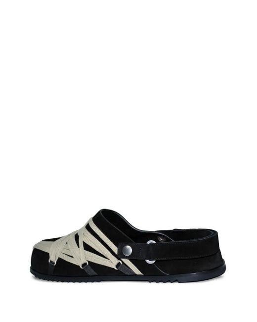 Rick Owens Black Leather Strap Sandals for men