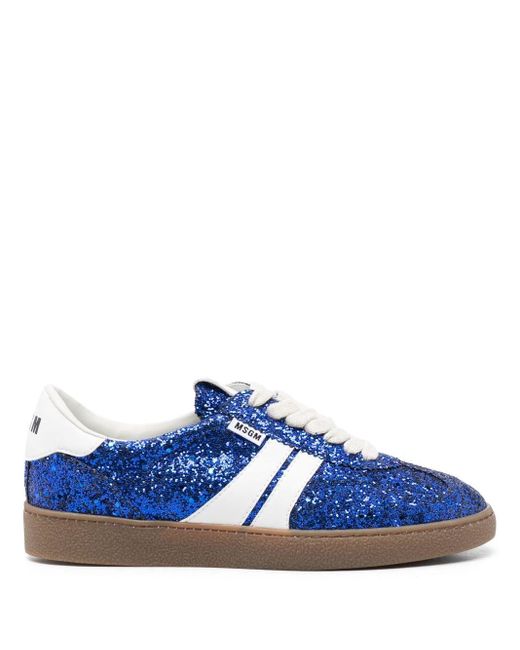 MSGM Blue Retro Glitter Sneakers