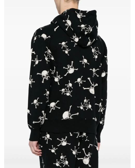 SAINT Mxxxxxx Black Skull-Print Cotton Hoodie for men