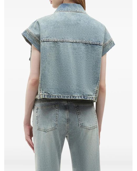 B+ AB Blue Short-Sleeve Denim Jacket