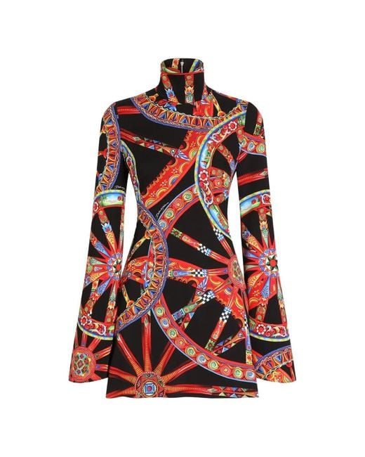 Dolce & Gabbana Red Carretto-Print Charmeuse Dress