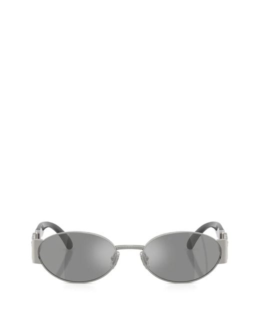 Versace Gray Oval-Frame Sunglasses