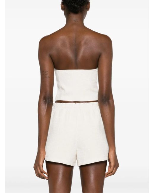 Forte_forte White Sweetheart-Neck Cotton Crop Top