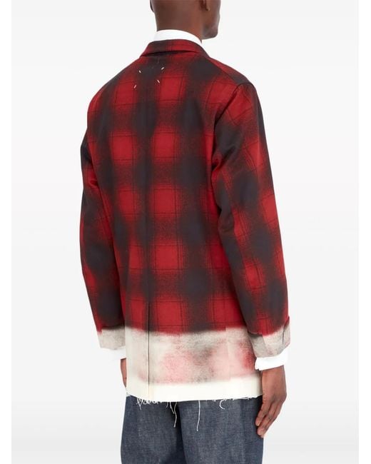 Maison Margiela Red Pendleton Checked Blazer for men