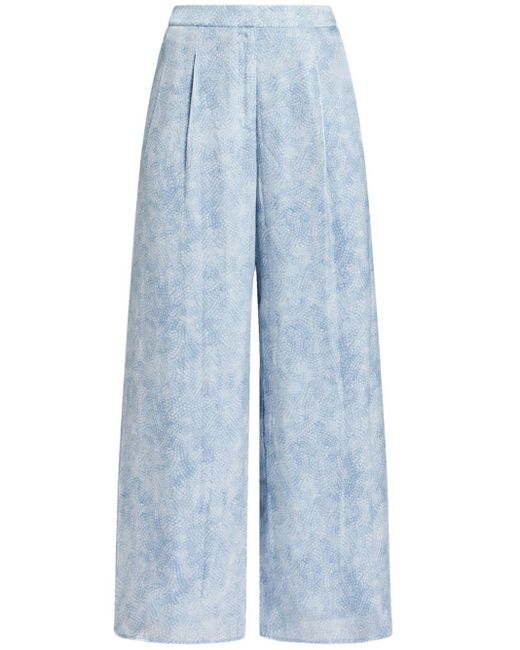 Michael Kors Blue Petal Wide-leg Trousers
