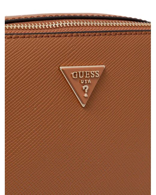 Guess Brown Mini Noelle Zip Cross Body Bag