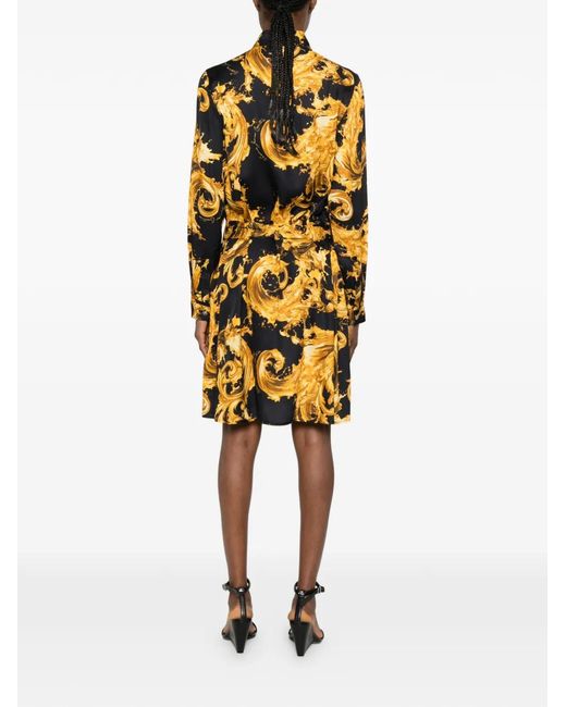 Versace Jeans Couture Metallic Belted Printed Mini Dress