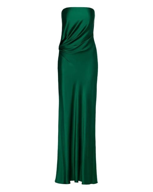 The Sei Green Strapless Silk Maxi Dress