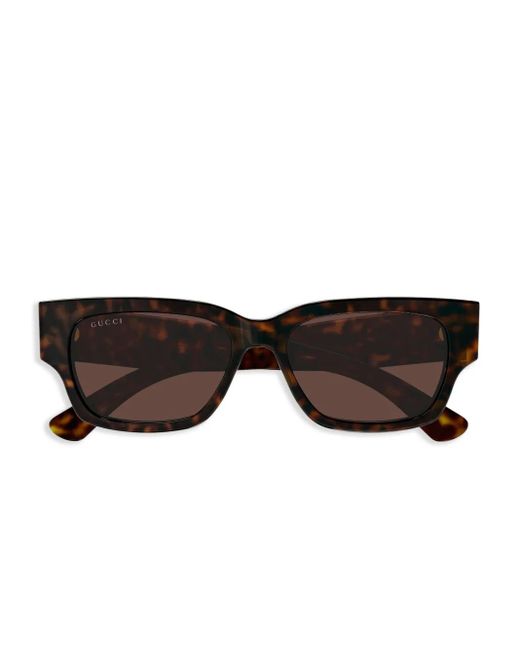 Gucci Brown Rectangle-Frame Sunglasses