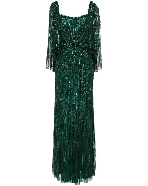 Jenny Packham Green Brightstar Sequin-Embellished Gown
