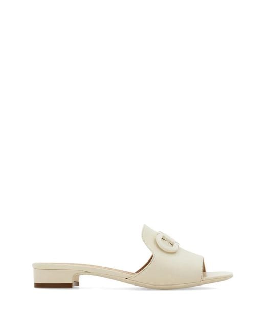 Ferragamo Natural Gancini Ornament Slides