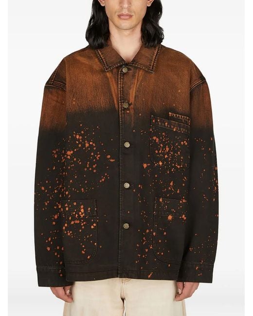 Guess Black Paint Splatter-Print Denim Jacket for men