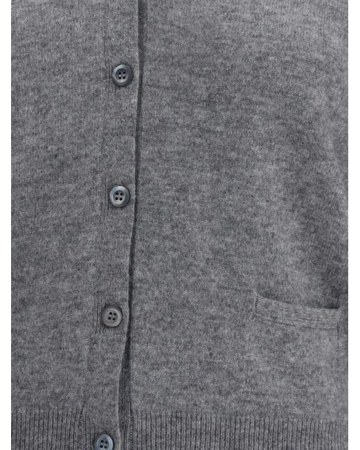 Prada Gray V-Neck Buttoned Cardigan