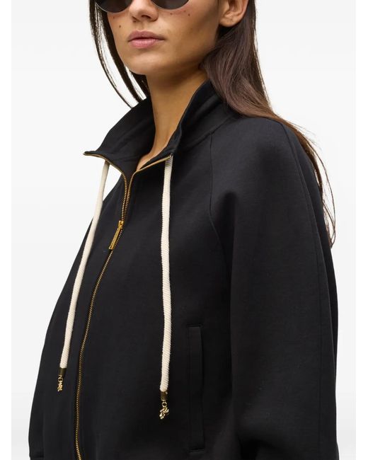 Karl Lagerfeld Black Logo-Detail Zip-Up Sweatshirt