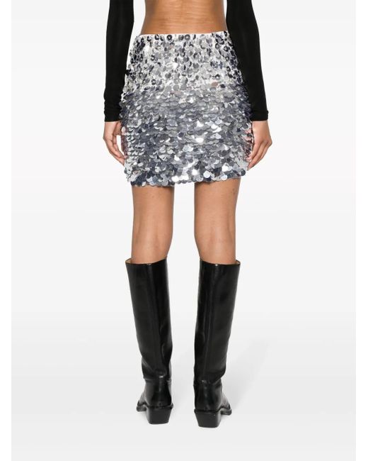 Des Phemmes Gray High-Waisted Sequin-Embellished Skirt