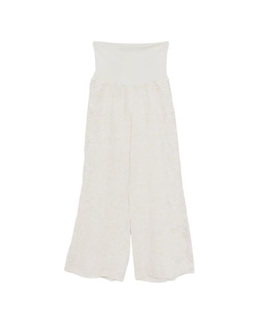 Maurizio Braschi White Lace-Detail Trousers