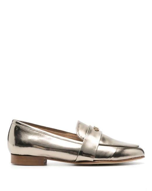 Casadei Logo-Plaque Metallic Loafers