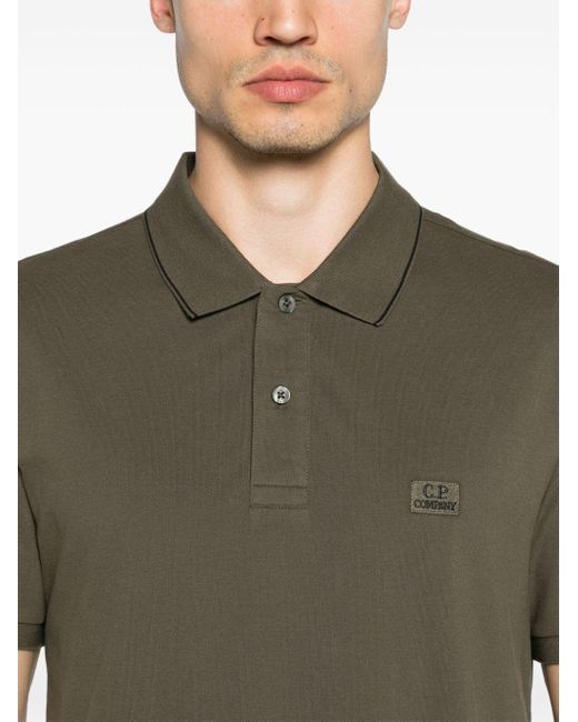 C P Company Green Logo-patch Piqué Polo Shirt for men