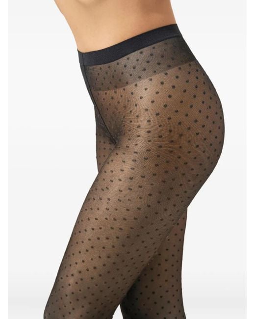 Collant Semi Trasparenti A Pois di Wolford in Natural