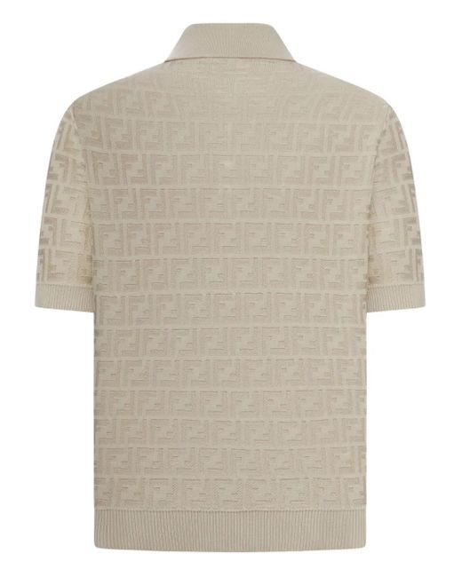Fendi White Ff-Motif Cotton Polo Shirt for men