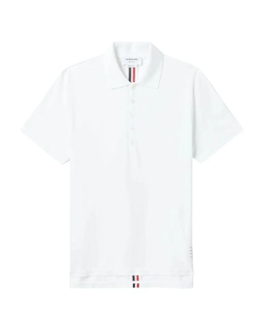 Thom Browne White Striped Short-Sleeve Polo Shirt for men