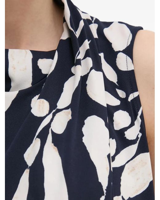 Joseph Ribkoff Blue Abstract-Pattern Halterneck Blouse