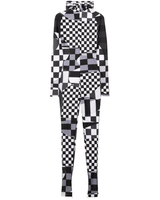 Emilio Pucci Black Giardino-print Hooded Jumpsuit