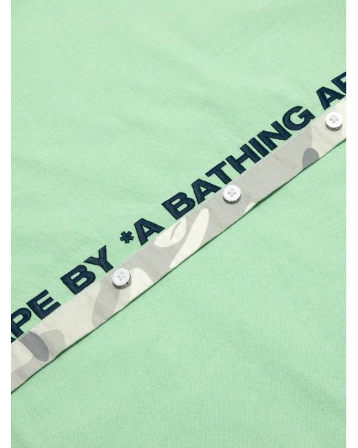 Aape By A Bathing Ape Green Logo-Patch Short-Sleeve Shirt for men