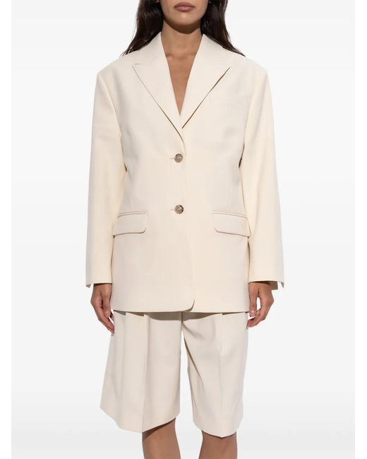 By Malene Birger Natural Adele Single-Breasted Peak-Lapels Blazer