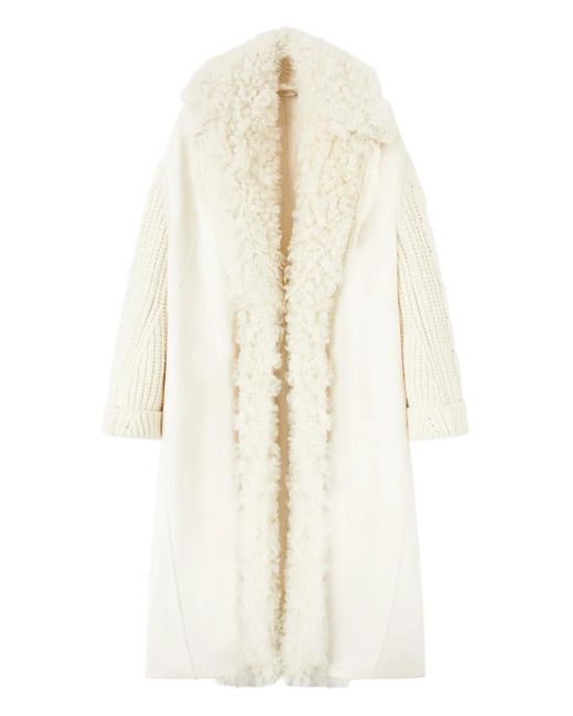 Ermanno Scervino White Cable-Knit Shearling Coat