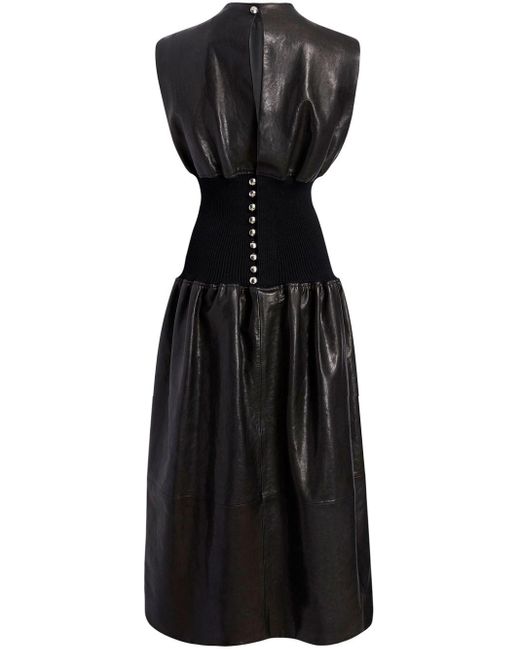 Khaite Black The Uni Leather Maxi Dress