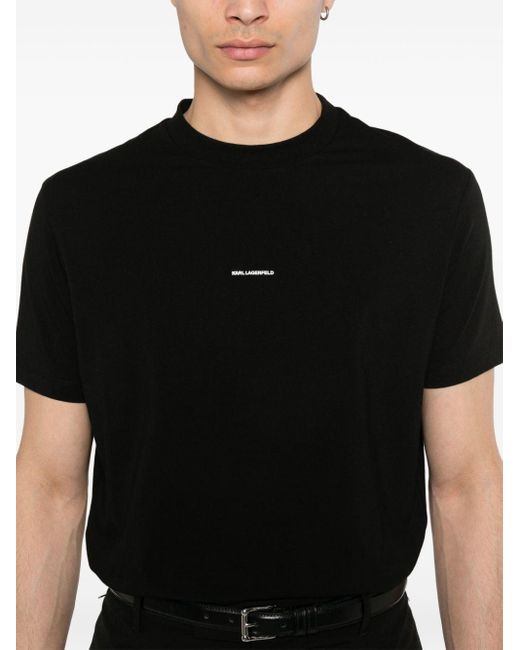 Karl Lagerfeld Black Rubberised-logo T-shirt for men