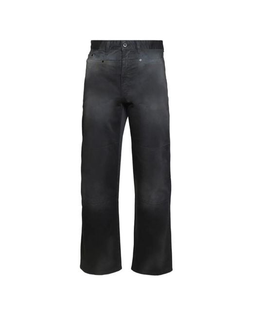 032c Black Washed Panelled Pants for men
