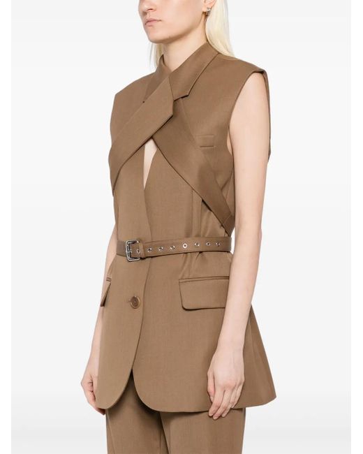 Monse Brown Cris-Cross Sleeveless Jacket
