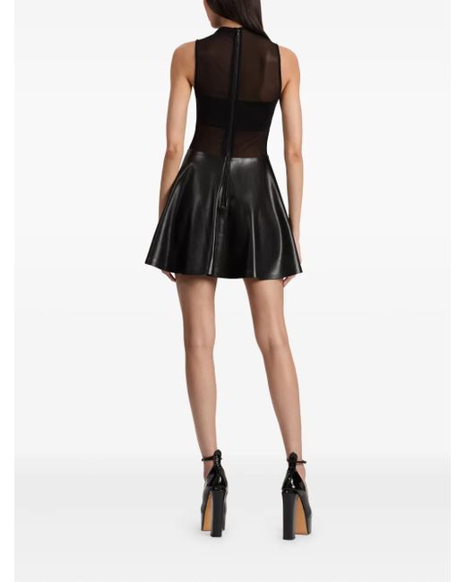 Alice + Olivia Black Ausgestelltes Chara Minikleid Mit Mesh-Einsatz