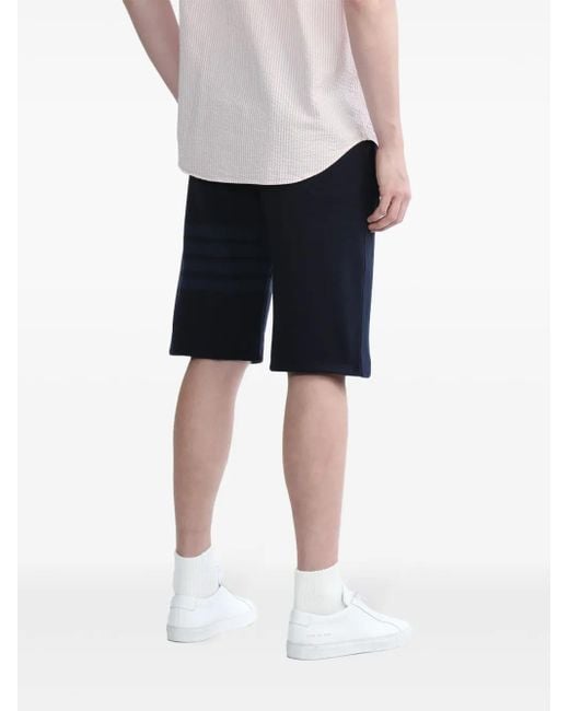 Thom Browne Blue 4-Bar Loopback Track Shorts for men