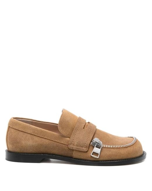 J.W. Anderson Brown Zip-Detail Penny Loafers