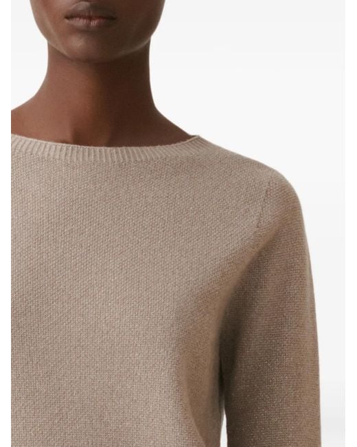 Fabiana Filippi Natural Ribbed-Trim Boat-Neck Sweater