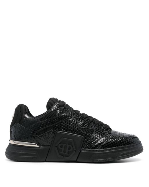 Philipp Plein Black Python Leather Sneakers for men