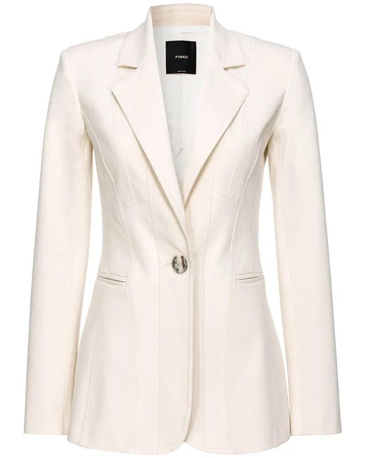 Pinko Natural Single-Breasted Cotton Blazer