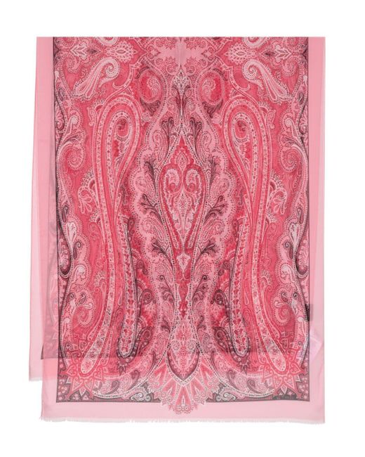 Etro Pink Schal aus Seide mit Paisley-Print