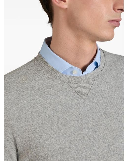 Zanone Gray Bouclé Crew-Neck Sweater for men