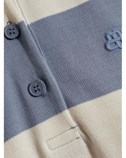 Munthe Blue Striped Embroidered Polo Top