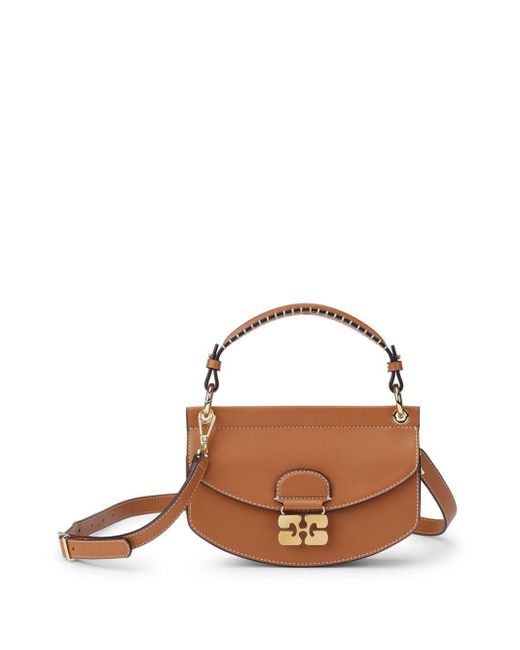 Ganni Brown Mini Apo-G Tote Bag