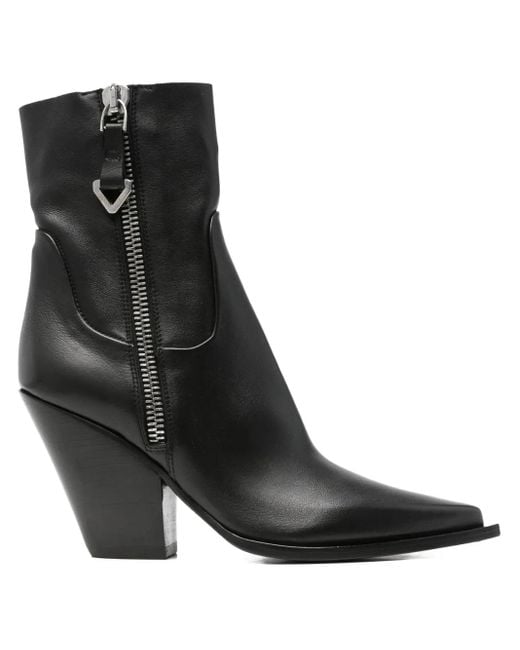 Elena Iachi Black 90Mm Pointed-Toe Ankle Boots