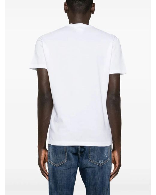 DSquared² White Logo-Print Cotton T-Shirt for men