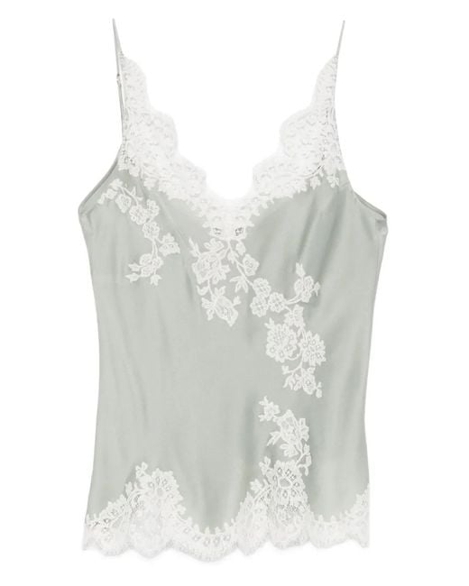 Carine Gilson White V-Neck Lace-Detail Slip