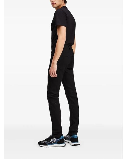 Karl Lagerfeld Black Logo-Patch Jeans for men