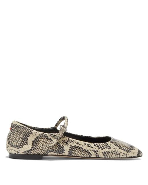 Aeyde White Uma Snakeskin-Effect Ballet Flats