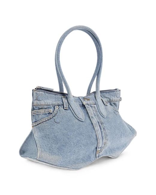 McQueen Blue Manta Bag Manta Denim Shoulder Bag